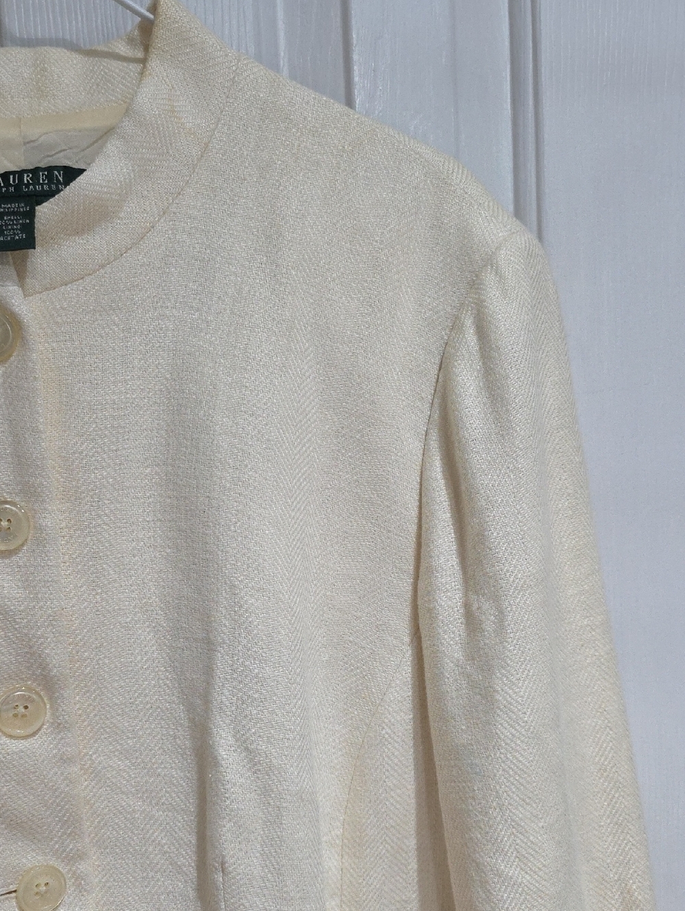 Lauren RL Linen Women's Cream Button-Front Jacket Size 14 W - Picture 4 of 11